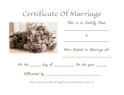 Keepsake Marriage Certificate Printable Template